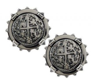 Barry Cord Sterling Spanish Doubloon Button Earrings   J266228