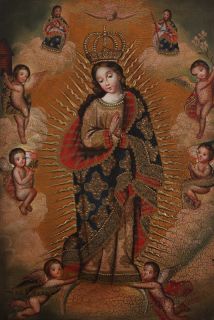 Lady of Immaculate Conception Original Signed Cuzco Art Oil Painting