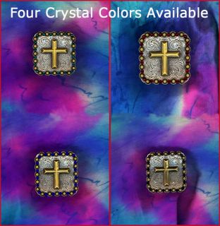 Western Concho Gold Cross 2 1 4 Pick Yer Crystal Color