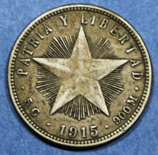  1915 Cuba 20 Cent Silver Coin