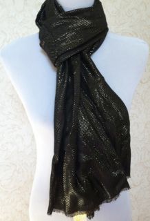 Black with Gold Metallic Thread Scarf Wrap MSRP $32 00 New w Tags