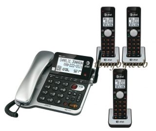  corded 3 cordless phones w talking caller id answering at t corded