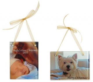 Tuftop Personalized Set of 2 Tempered Glass Photo Ornaments — 