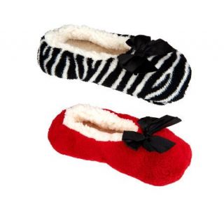 Passione Set of 2 Plush Slippers w/ Slip Resistant Bottoms   A226237