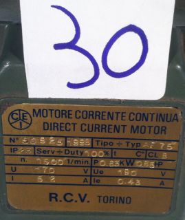 Mmotore Corrente Continua Direct Current Motor RCV Torino DC Motor