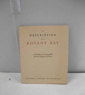 Description of Botany Bay Facsimile 1787 Cook Convicts