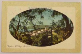 GREECE CORFU IONIAN ISLANDS POTAMOS VILLAGE ~1910s vintage embossed