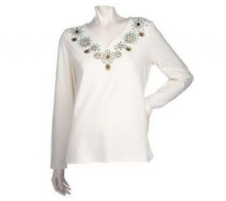 Grand Ole Opry Stretch Jersey Rhinestones and Studded Knit Top