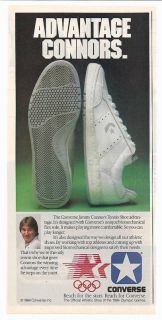 1984 Jimmy Connors Converse Tennis Shoe Photo Print Ad