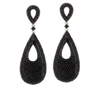 10 ct tw Black Spinel Bold Pave Drop Earrings, Sterling —