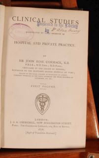 1876 2vols Clinical Studies Medicine Cormack 1st Scarce
