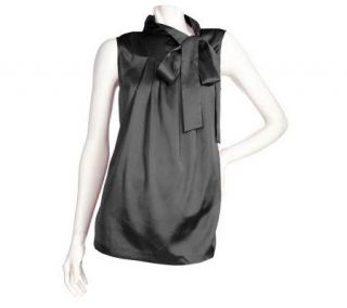 PERFECT by Carson Kressley Sleeveless Satin Top with Tie —