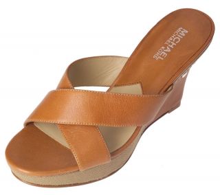 MICHAEL Michael Kors Carly Leather Cross strap Wedge Sandals
