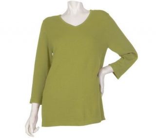 Susan Graver Essentials V neck 3/4 Sleeve Sweater   A216945