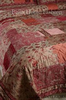 LUXURY ARMOIRE COLLECTION VINTAGE RASPBERRY FLORAL KING QUILT SET