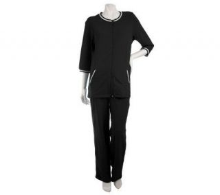 Sport Savvy French Terry Jacket with Stripe Rib Trim and Pants Set
