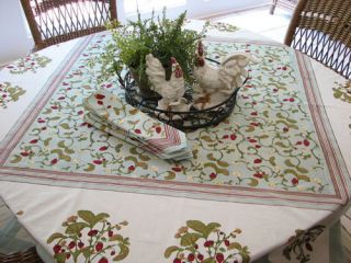 New Handmade Strawberry Tablecloth 59x59 100 Cotton