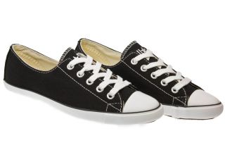 Converse as Slim Ox Women Black Canvas Low Top Trainers