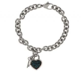AffinityDiamond 1/3 ct tw Heart Lock & Key Bracelet, Sterling