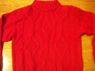 Womens Colter Bay Red Hand Knit Cable Acrylic Wool Mock Turtleneck
