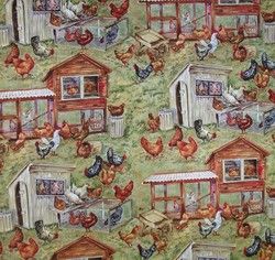 Roosters Chickens Coops Barnyard Quilt Fabric All Cooped Up by Blank