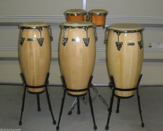 of Conga Drums Natural Finish with All Stands and Free Bongos