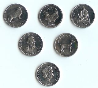 Cook Islands 6 Piece Uncirculated 1 to 5 Cents Coin Set