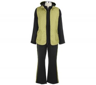 Sport Savvy Stretch Hooded Jacket and Pants with Quilted Vest