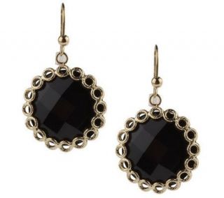 VicenzaGold Round Faceted Gemstone Circle Design Earrings, 14K