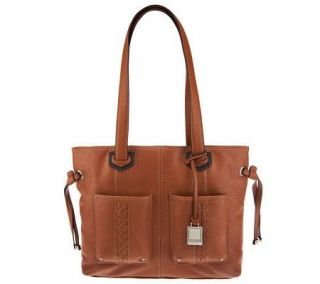 Tignanello Pebble Leather Tote with Braided Pockets & Tassels