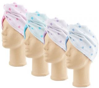 Set of 4 Polka Dot Turbie Twist Hair Towels —