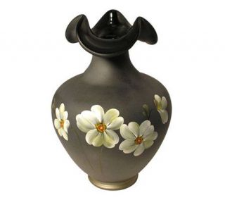 Fenton Art Glass Black Satin Vase —