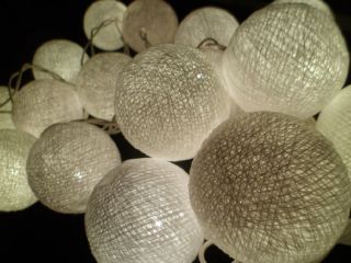 20pcs Cream White Cotton Balls String Lights Fairy Home Decor Wedding