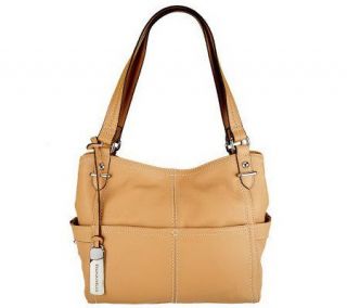 Tignanello Pebble Leather North/South Shopper with Side Pockets 