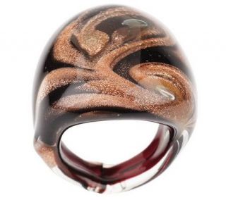 VicenzaGold Murano Glass Domed Swirl Ring —