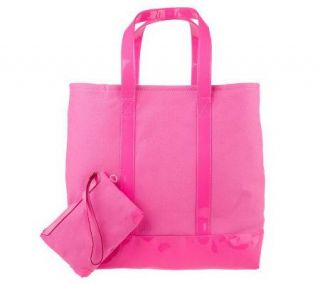 Isaac Mizrahi Live Canvas Tote and Matching Wristlet —