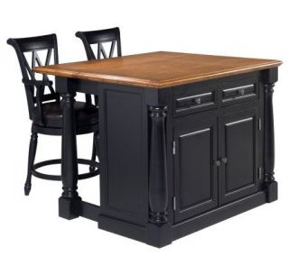 Home Syles Monarch Kitchen Island & Two Stools —