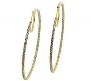 Diamonique Inside Out 2 Hoop Earrings, 14K Gold —