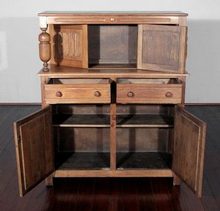 Antique English Georgian Oak Court Cupboard Buffet Sideboard Server