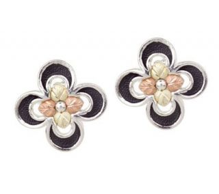 Black Hills Antiqued Button Earrings, Sterling/12K Gold —