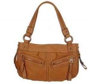 Makowsky Glove Leather East/West Tote with Zipper Pockets — 