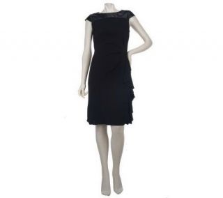 Mark of Style by Mark Zunino Cap Sleeve Dress w/Faux Leather Detail 