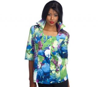 George Simonton Fully Lined Floral Print Jacket with Rollback Cuffs 