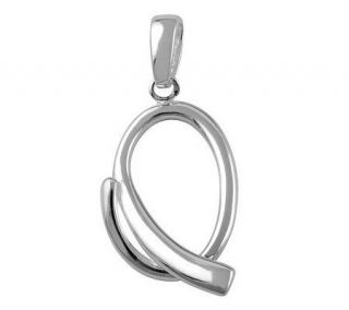 UltraFine Silver Polished Initial Pendant with18 Snake Chain
