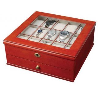 Mele Watch Box for 15 with Viewing Window in Cherry Finish   H155360