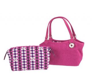 The Sak Knit Weave Double Handle Mini Tote Bag w/Makeup Case