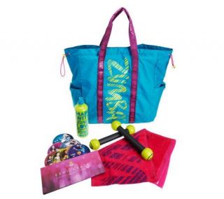 ZUMBA FITNESS Party on the Go Exhilarate Workout Set w/ Tote Bag 