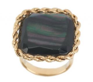 HonoraGold Mother of Pearl Cushion Rope Border Ring 14K Gold   J271756