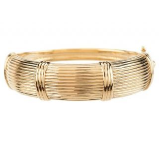 Small High Polished Ribbed Bangle Bracelet 14K Gold —