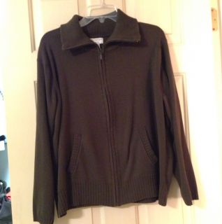 Covington Olive Green Zipper Sweater Cardigan 24W 26W 3X